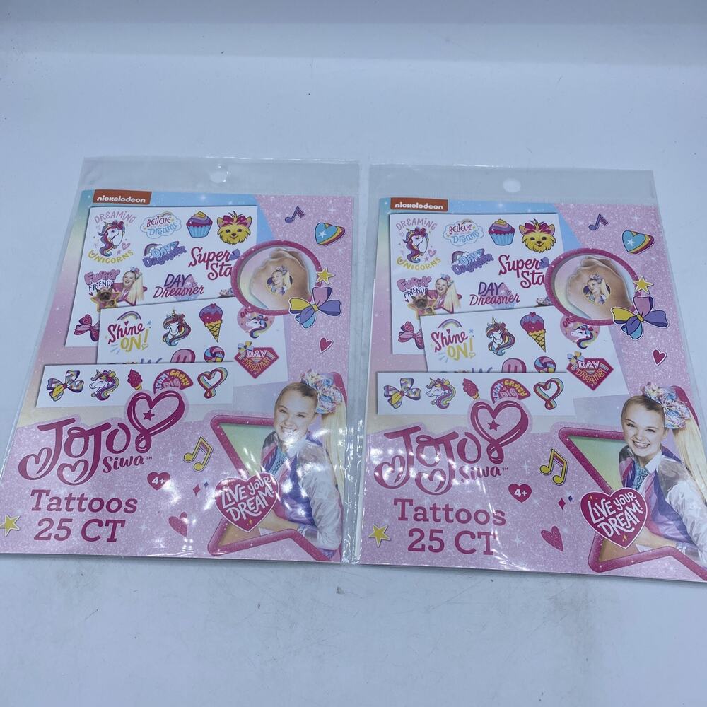 Lot Of 2 Packs-25 Each JOJO Siwa Tattoos Party Favor Teacher Supply Dream Big
